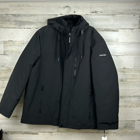 Calvin Klein Mens extra large black 3 in 1 black hooded winter jacket coat new - Picture 1 of 13